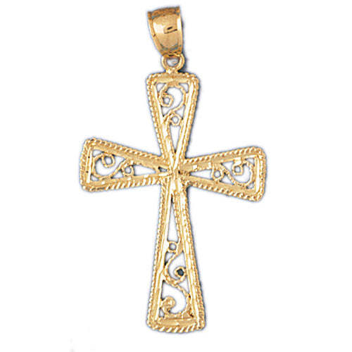 14k Yellow Gold Cross Charm