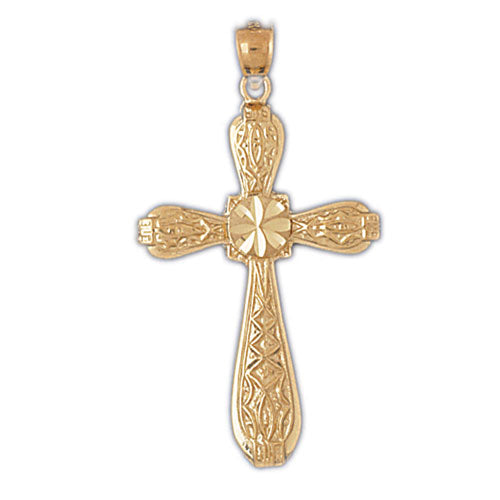 14k Yellow Gold Cross Charm