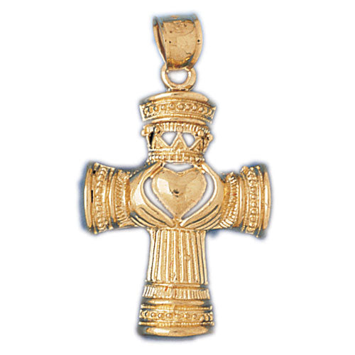 14k Yellow Gold Cross Charm