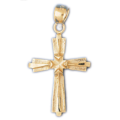 14k Yellow Gold Cross Charm