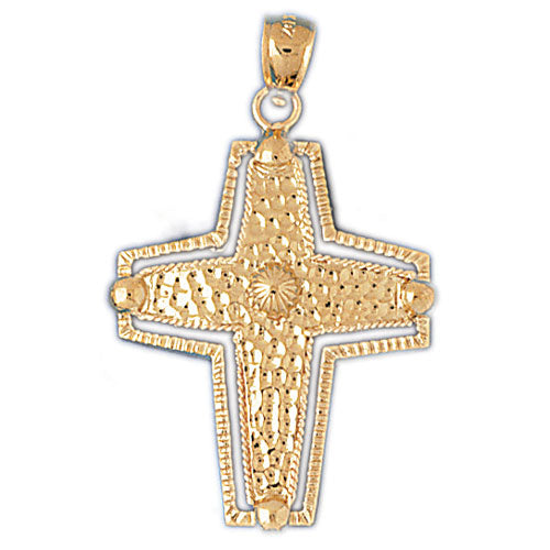 14k Yellow Gold Cross Charm