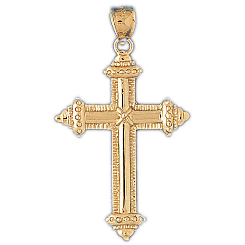 14k Yellow Gold Cross Charm