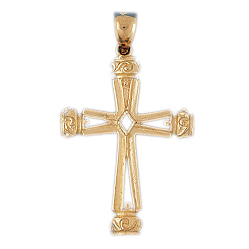 14k Yellow Gold Cross Charm