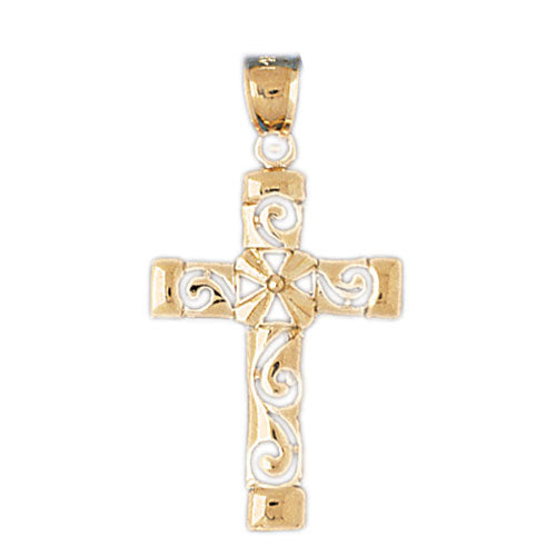 14k Yellow Gold Cross Charm