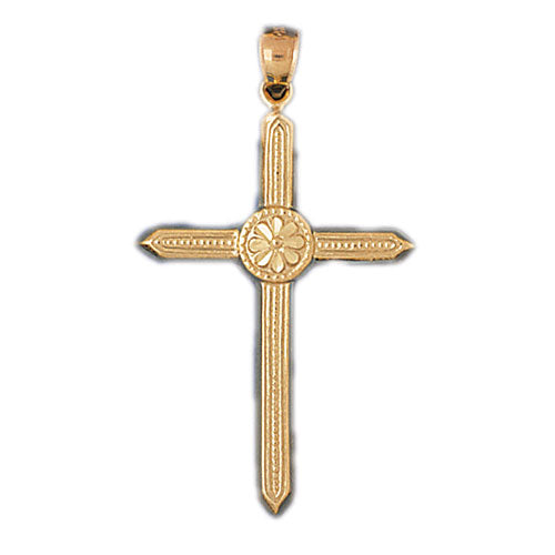 14k Yellow Gold Cross Charm