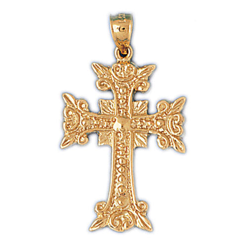 14k Yellow Gold Cross Charm