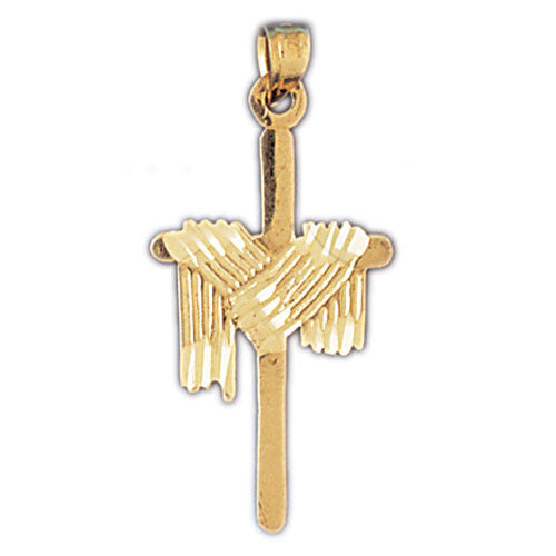 14k Yellow Gold Cross with Shroud Charm
