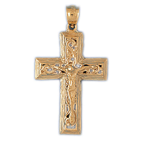 14k Yellow Gold Crucifix Charm