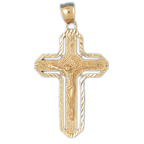 14k Yellow Gold Crucifix Charm