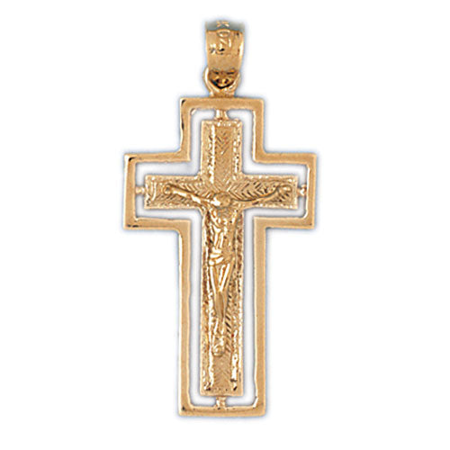 14k Yellow Gold Crucifix Charm