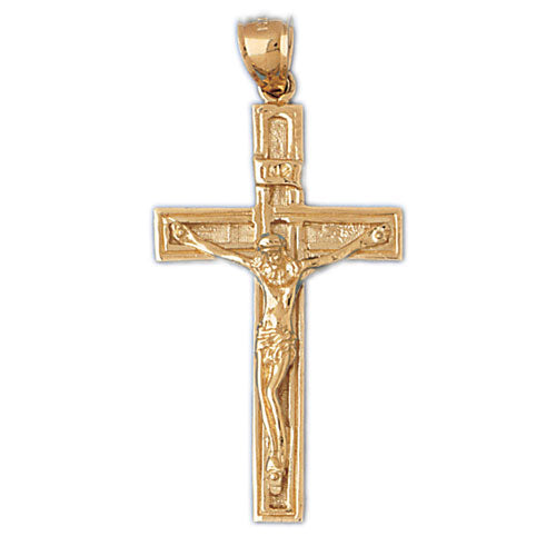 14k Yellow Gold Crucifix Charm