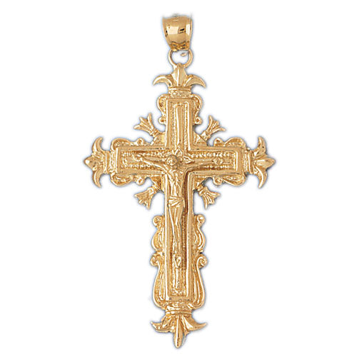 14k Yellow Gold Crucifix Charm