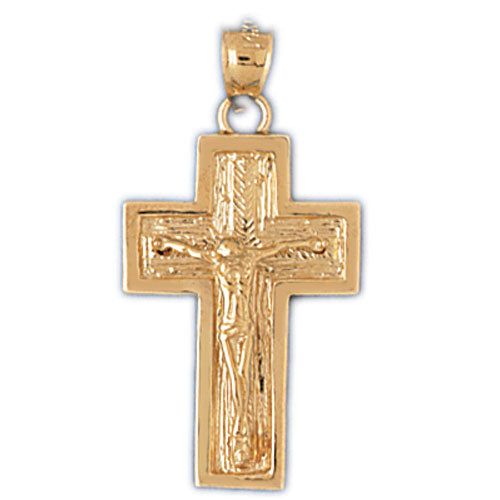 14k Yellow Gold Crucifix Charm