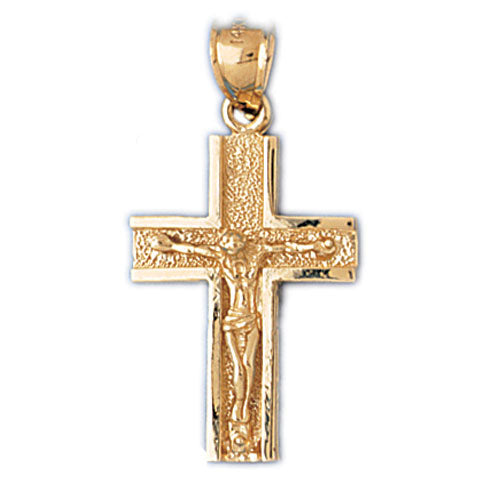 14k Yellow Gold Crucifix Charm