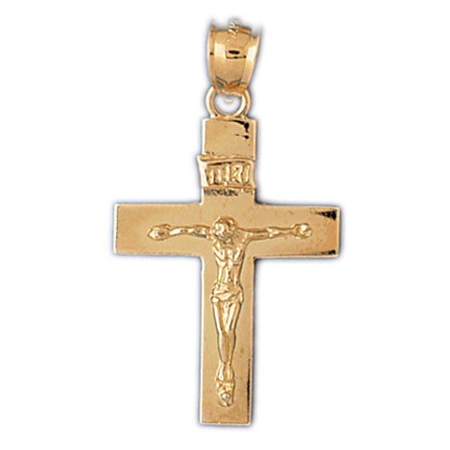 14k Yellow Gold Crucifix Charm