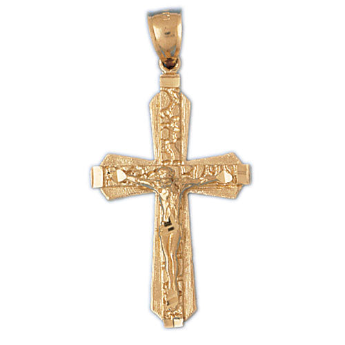 14k Yellow Gold Crucifix Charm