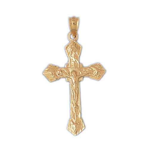 14k Yellow Gold Crucifix Charm