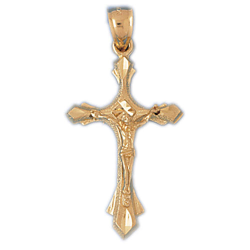 14k Yellow Gold Crucifix Charm