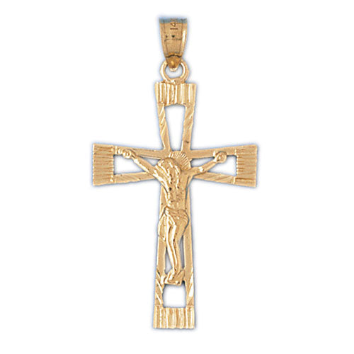 14k Yellow Gold Crucifix Charm