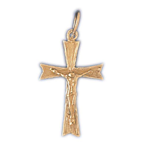 14k Yellow Gold Crucifix Charm