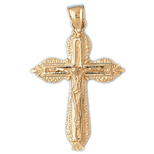 14k Yellow Gold Crucifix Charm