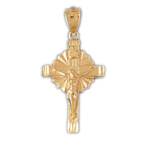 14k Yellow Gold Crucifix Charm