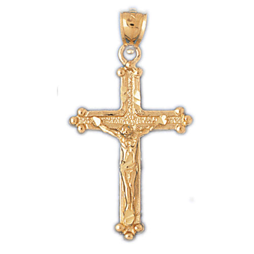 14k Yellow Gold Crucifix Charm