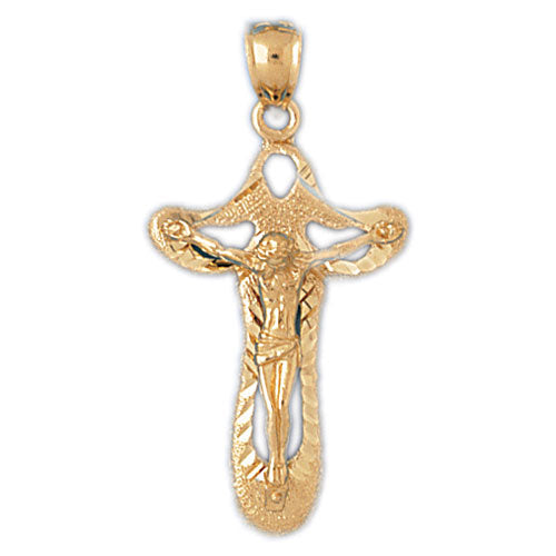 14k Yellow Gold Crucifix Charm