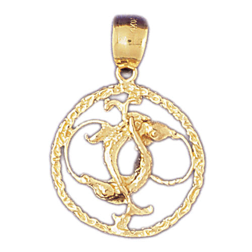 14k Yellow Gold Zodiac - Pisces Charm
