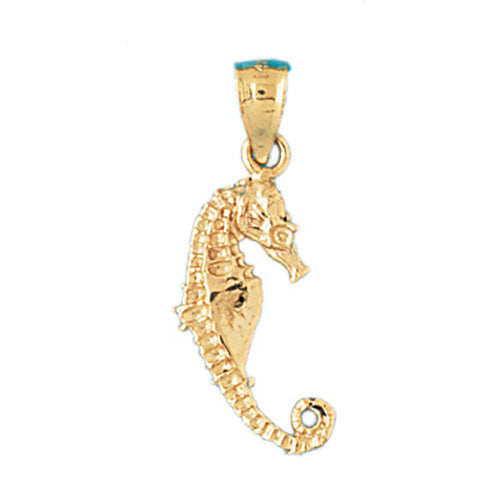 14k Yellow Gold Seahorse 3-D Charm