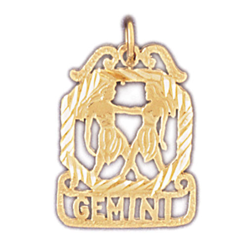 14k Yellow Gold Zodiac - Gemini Charm