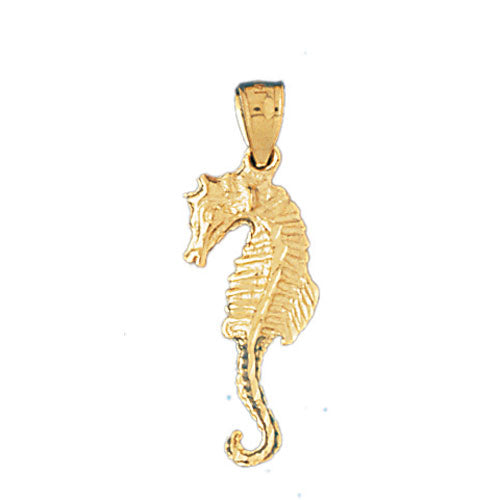 14k Yellow Gold Seahorse 3-D Charm