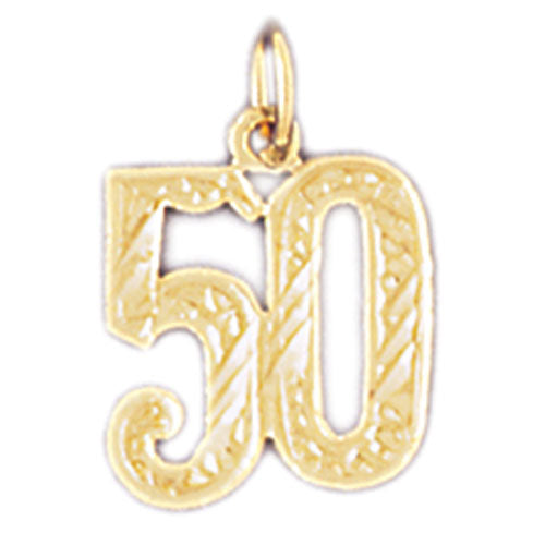 14k Yellow Gold Fifty, 50 Charm