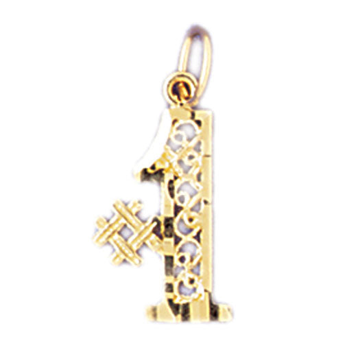 14k Yellow Gold #1, Number One Charm
