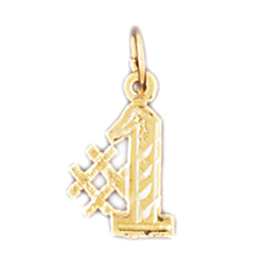 14k Yellow Gold #1, Number One Charm