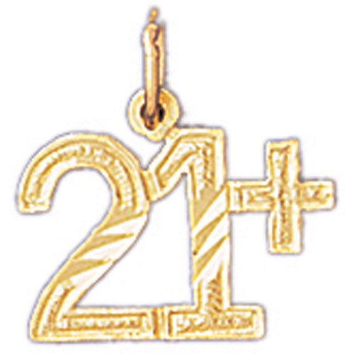14k Yellow Gold 21+, Over 21 Charm
