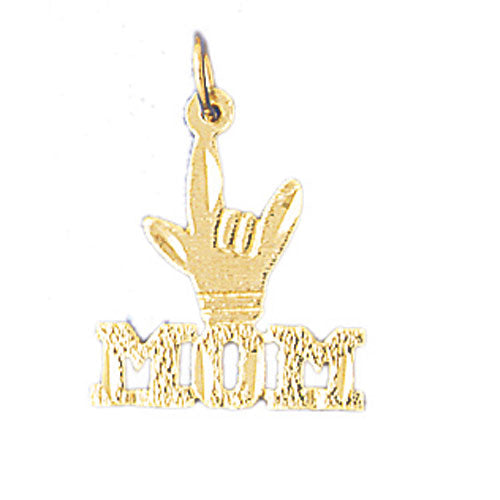 14k Yellow Gold I Love You Mom Charm