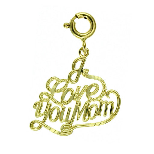 14k Yellow Gold I Love You Mom Charm