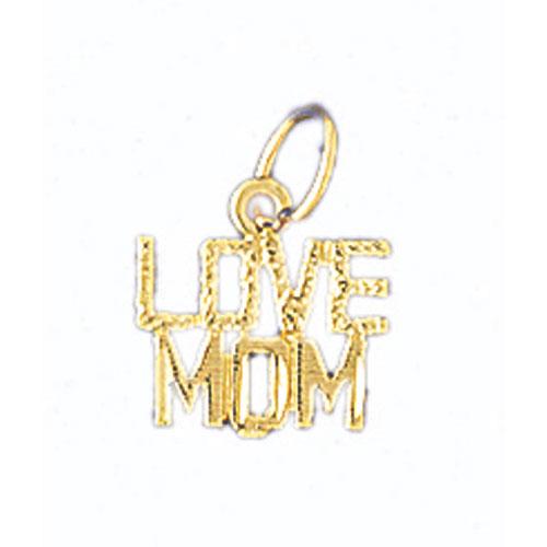 14k Yellow Gold Love Mom Charm