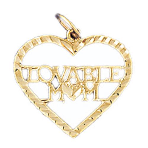 14k Yellow Gold Loveable Mom Charm