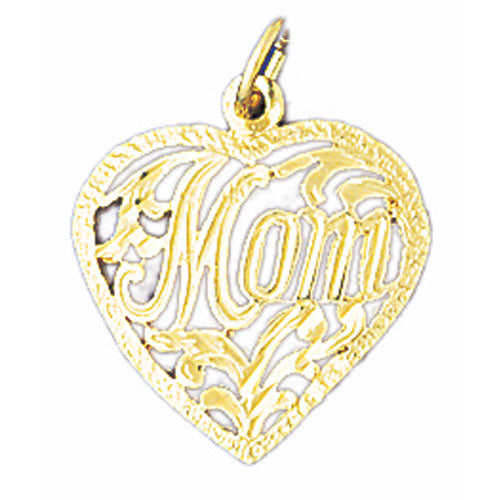 14k Yellow Gold Mom Charm