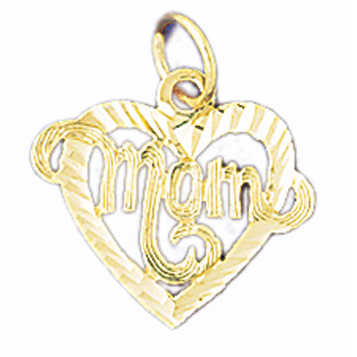 14k Yellow Gold Mom Charm