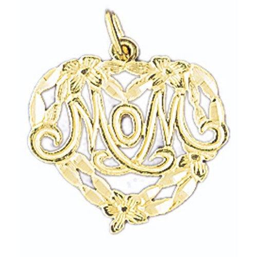 14k Yellow Gold Mom Charm