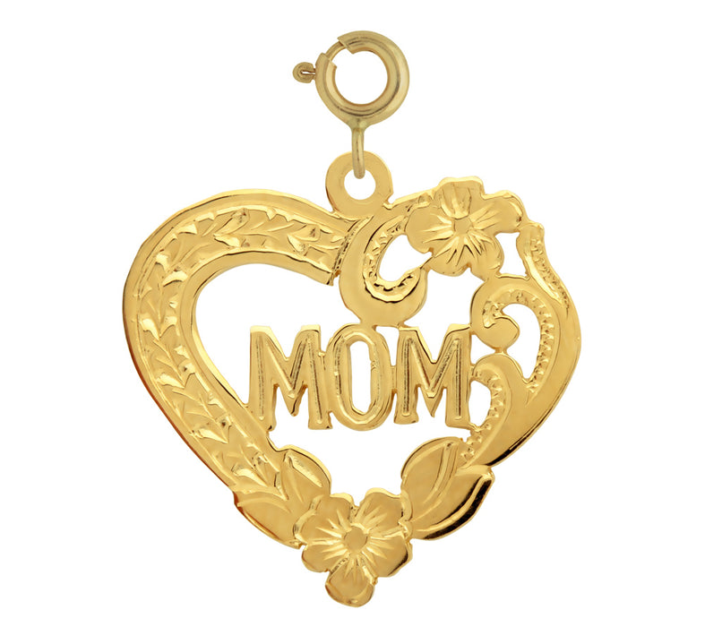 14k Yellow Gold Mom Charm