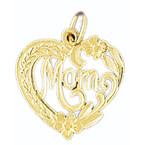 14k Yellow Gold Mom Charm