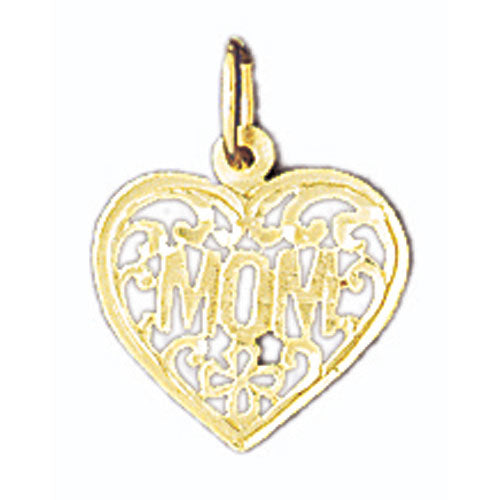 14k Yellow Gold Mom Charm