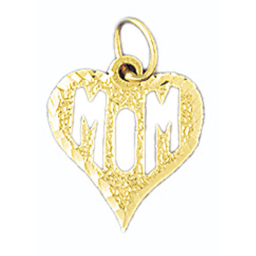 14k Yellow Gold Mom Charm