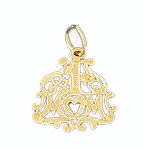 14k Yellow Gold #1 Mom Charm