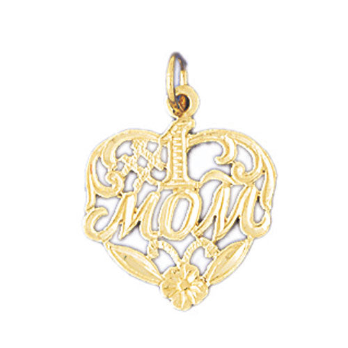 14k Yellow Gold #1 Mom Charm