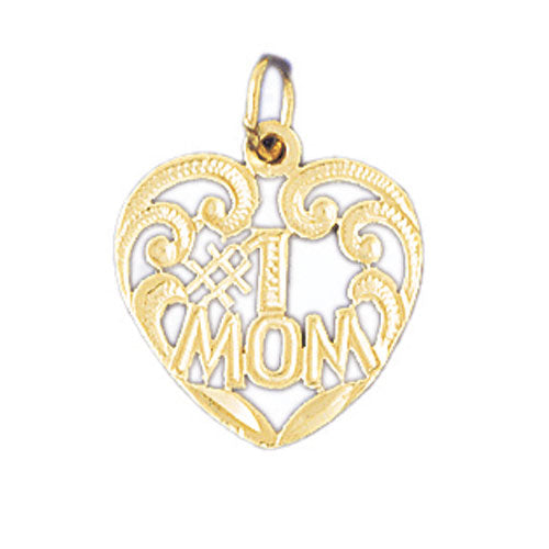 14k Yellow Gold #1 Mom Charm